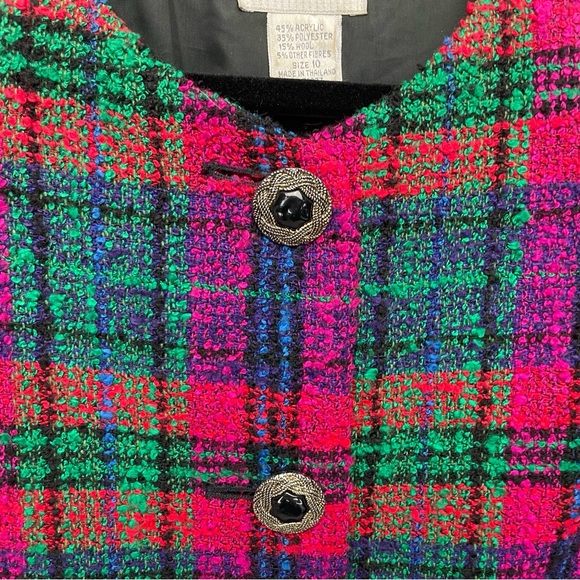 🍁 Jacqueline Ferrar Tweed Blazer Wool Blend Lined Jacket Coat sz 10 - Picture 3 of 6